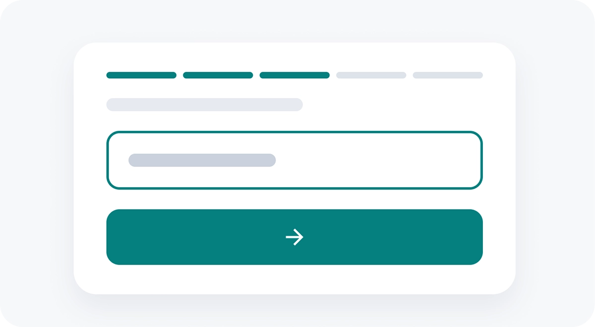 Illustration of a quote form with a progress bar and next button